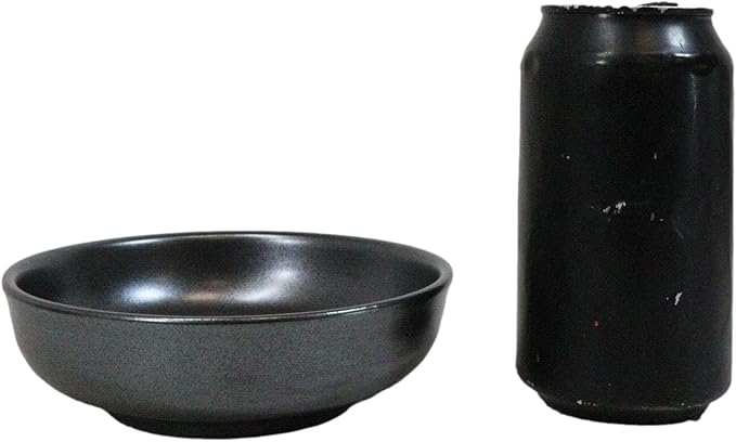 Ebros Gift Iron Black Clay Underglaze Technique Tetsu Kesho Porcelain Dinnerware Kitchen Set Asian Japanese Restaurant Supply (Pack Of 5 Shallow Bowl Deep Plates 10oz)