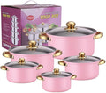 10PCS Stainless Steel Cookware Sets Nonstick Cookware Pot Dishwasher Safe Pots with Glass Lids for Soup Pasta Stew Rice Healthy Everyday Use for Gas Electric Halogen Ceramic Induction Hobs 04