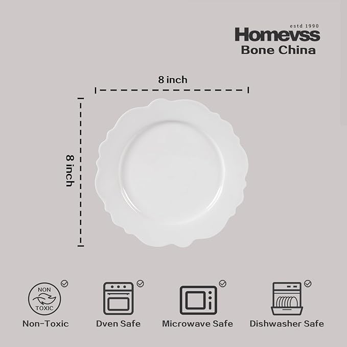 HomeVss New Bone China Dinnerware Set Embossed Winds Service for 4-20pc Set