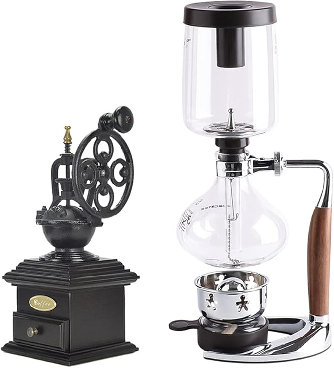 JITEM Cafetera Syphon Coffee Maker Manual Retro Vacuum Glass Siphon Pot Percolators 3-5 Cups Glass Tabletop Siphon Coffee Maker for Coffee or Tea