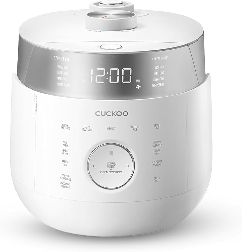 CUCKOO Twin Pressure Rice Cooker 6-Cup Uncooked / 12-Cup Cooked with Induction Heating Technology 20 Menu Modes with Voice Guide Versatile Rice Maker Multi-Cooker &amp Pressure Cooker (CRP-LHTR0609