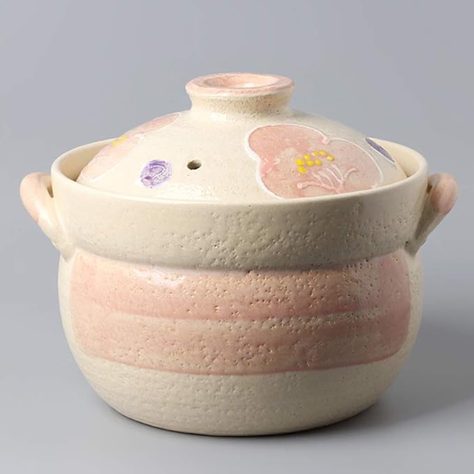 Earthenware Clay Rice PotJapanese Stone Rice CookerStove Stew PotHot PotCeramic Casserole with LidHeat Resistant Stock Pot for Steam Simmering F 2l (B 1L)
