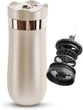 BENFUCHEN Travel Coffee Press Vacuum Insulated Portable French Press Stainless Steel Portable Coffee Maker/Tea Press 12oz Beige