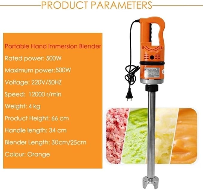 Brushless Motor High Speed Blender Commercial Handheld Immersion Blender 500W/750W/1000W 304 Stainless Steel Blender Stick(500W377mm)