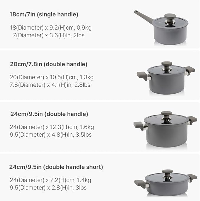 KA Induction BEAUTY collection Pot cookware set 4P with Lid Gray