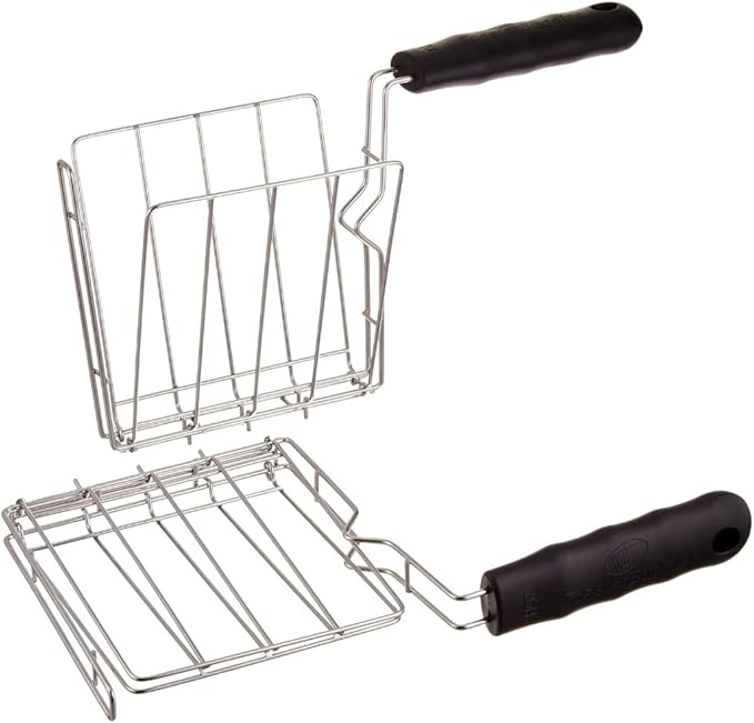 TOASTER BUDDIES 2-Piece Toaster basket Sandwich Racks 2 Slice-Toaster Compatible with allmost all pop-up toasters Toaster gadget Regular Black