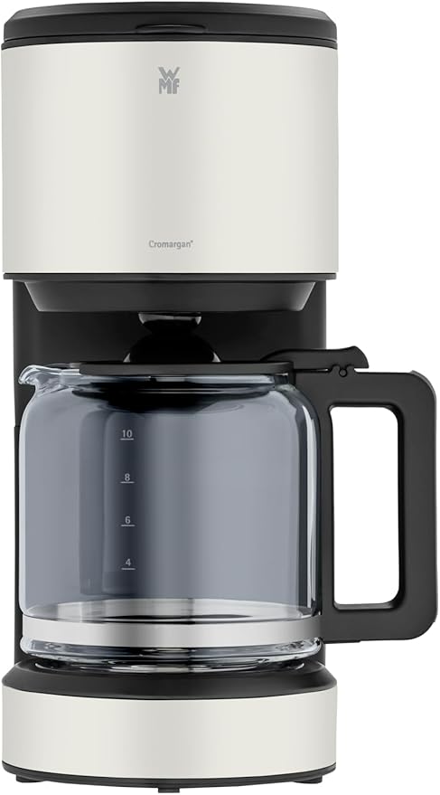 WMF Stelio Aroma Filter Coffee Maker with Glass Carafe Filter Coffee 10 Cups Stainless Steel Coffee Maker Drip Resistant Heating Plate Auto Shut Off 1000 W Matte Grey