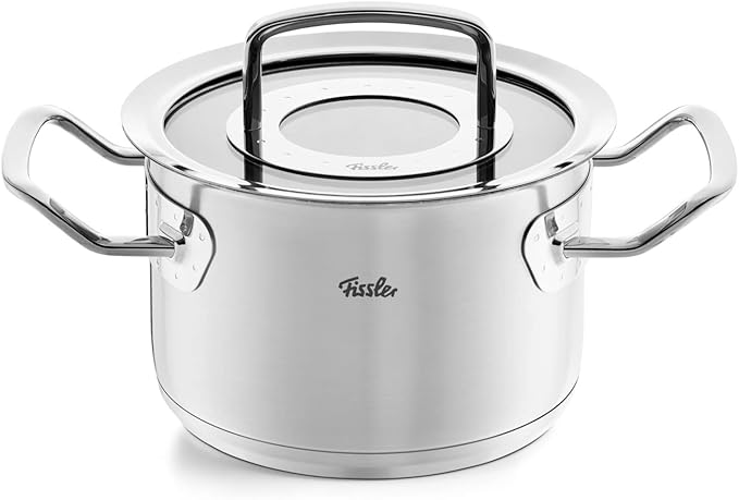 Fissler Original Profi Collection Stainless Steel Cooking Pot Set 5 Pieces with Glass Lid + Free Stainless Steel Care Induction Silver