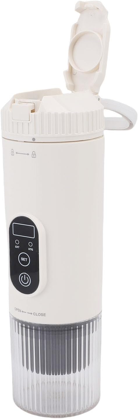Portable Smart Temperature Control 100W 21Bar Capsule Coffee Maker for Car Camping (White)