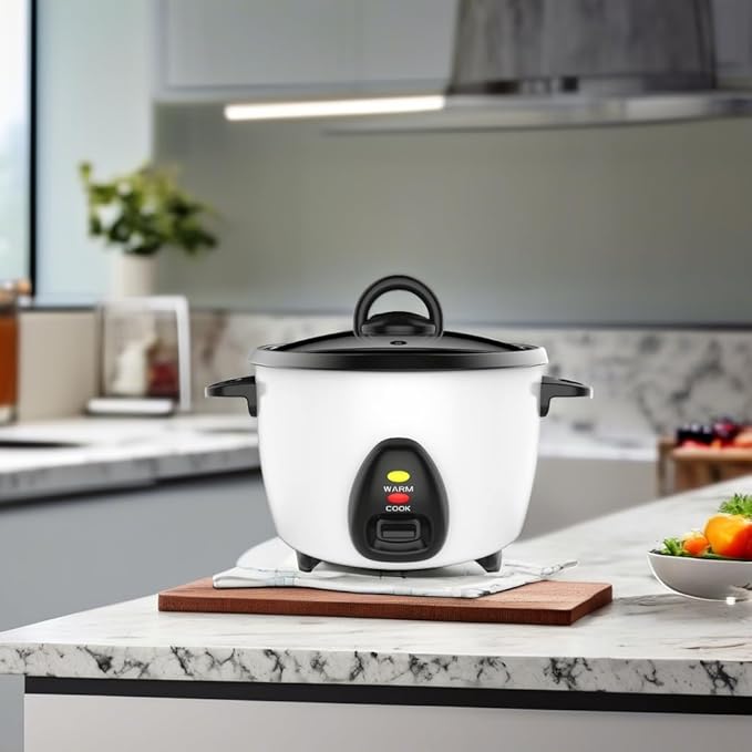 Uniware Electric Rice Cooker with Non-Stick Aluminum Pot Tempered Glass Lid Rice Paddle and Measuring Cup (5 Cup)