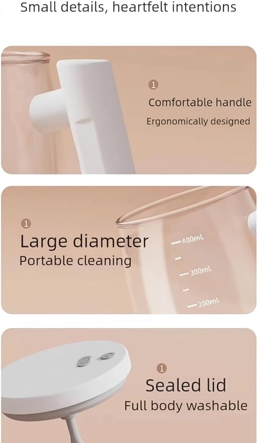 Portable Electric Stirring Cup with USB Charging Automatic Self-Stirring Mug with 3-Pronged Rod Waterproof and Washable (Khaki)