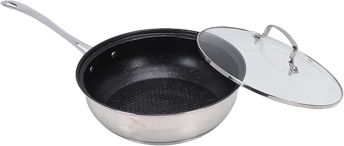 Stainless Steel Cookware Set 10 Piece Pots and Pans Kitchen Set with 3 Saucepans 1 Milk Pot 1 Frying Pan Kettle 2 Spoons Spatula 5 Lids