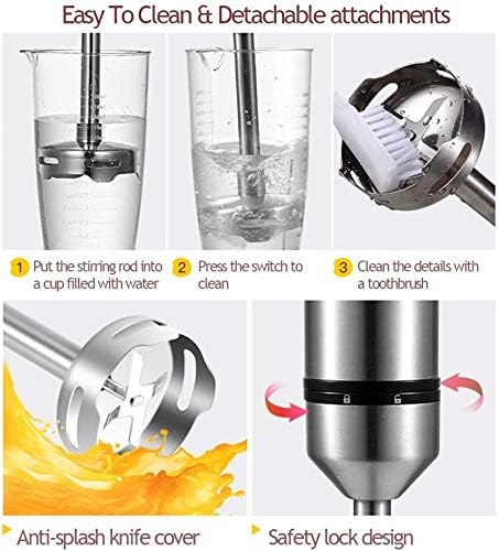 800W Hand Immersion Blender 4-in-1 Hand Blender with 7-Speed + Turbo 304 Stainless Steel Stick Blender Mixing Cup Food Chopper Whisk Attachment for Smoothies Puree Baby Food BPA-Free