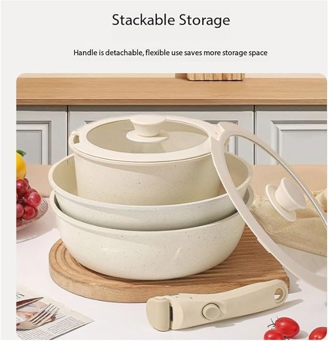 Easy to clean Flat Bottomed Pan Is Household Cooking Cookware Set Tourmaline Non Stick Kitchen