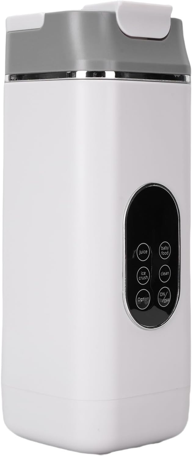 Yinhing Portable Blender With 12 Blades USB Rechargeable Digital Display Compact Maker for Travel Efficient Drink Mixer In White Design (White)