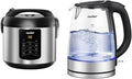 COMFEE' Rice Cooker Small 8 Cups Cooked(4 Cups Uncooked) 6-in-1 Stainless Steel Multi Cooker Slow Cooker Steamer &amp COMFEE' Glass Electric Tea Kettle &amp Hot Water Boiler 1.7L Bundle