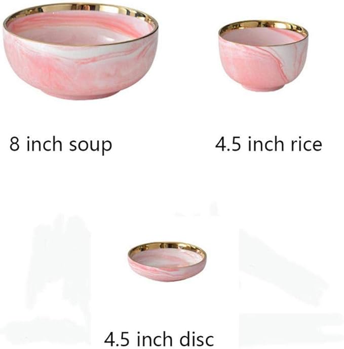 20 Piece Dinner Set Pink Marble Phnom Penh Ceramic Dinnerware Set Service for 6 People