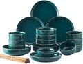 Dinner PlatesPottery Tableware26 Pieces Dark Green Phnom Penh Ceramic Dinner Set for 3-6 People