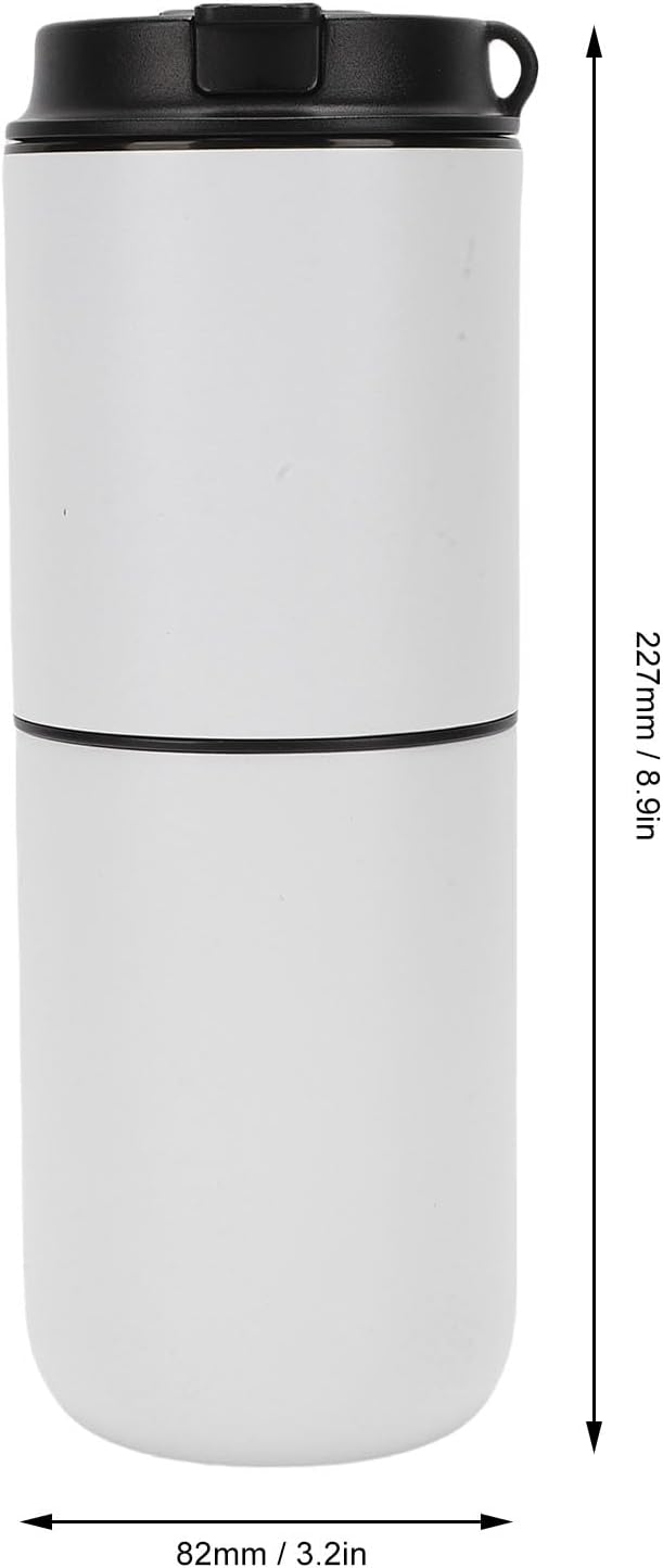 Aramox Portable Electric Coffee Machine 350ML Battery Operated Semi Automatic Coffee Maker with Built in Grinder Fast Heating for Camping Office Travel (White)
