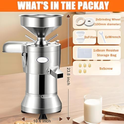 1100W Commercial Soy Milk Machine with Slag Separation 25KG/H Stainless Steel Automatic Grinder for Restaurants Canteens &amp Small Food Businesses
