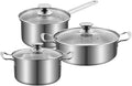 Saucepan Set Stainless Steel Cookware Set with Toughened Glass Lids Suitable for All Stove Types Induction Cooker 3 Pieces Pot &amp Pan Sets