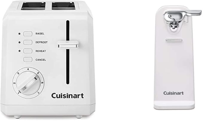 Cuisinart CPT-122 2-Slice Compact Plastic Toaster (White) &amp CCO-50N Deluxe Electric Can Opener White