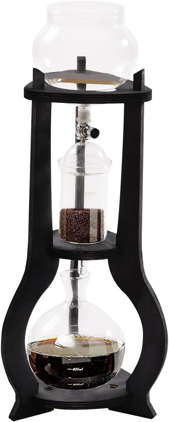 DNYSYSJ Iced Drip Coffee Maker Iced Coffee Cold Brew Drip Tower Coffee Maker Wooden 6-8 Cup 600mlGrey (Grey 600ml)