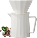 Pour Over Coffee Maker Set Premium Ceramic Coffee Dripper with 15oz/450ml Capacity Manual V60 Style Coffee Maker Ideal for Home Office and Travel (White)