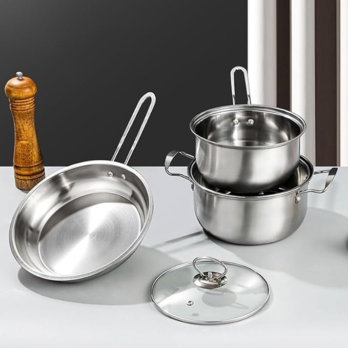 3 Piece Kitchen Pot Set Soup Daily Cooking