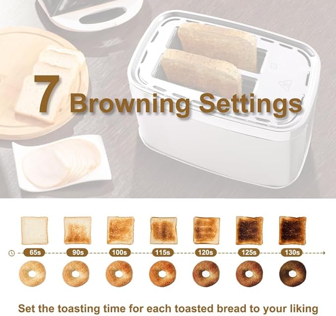 Smart Touch Screen Toaster 2 Slice KETIAN Automatic Digital Stainless Steel Toaster7 Bread TypesSingle Slot Tech7 Browning SettingsRemovable Crumb Tray1400W (Silver)
