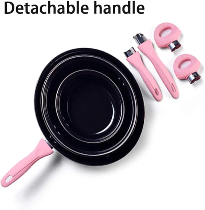 4-Piece Pot SetComfortable HandleStock PotFrying PanWokSaucepanLarge Capacity Non-Stick Pot InductiveSuitable for Gas Induction CookerEasy to Clean Frying Pan/A (D)