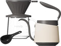 Pour Over Coffee Maker Set Pour Over Kettle Coffee Dripper Glass Coffee Server with Scale Stainless Steel Filter (Grey)