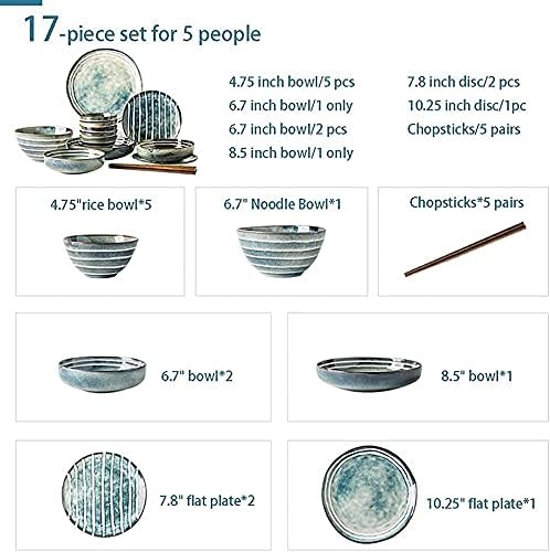 Elegant Dinnerware Set Dinner Plates Bowls Set Retro Style Dinnerware Sets Art Style Plate And Bowl Sets Japanese Ceramic Dishware Sets Kitchen Plate Set For 4 5 6 P17Pcs