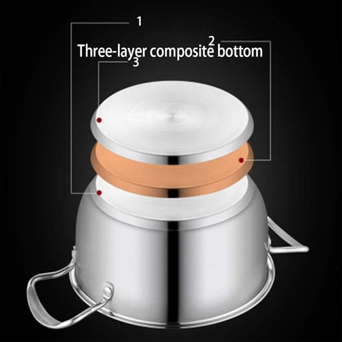Kitchen Cooking Sets 3Pcs Cookware Set Frying Pan Soup Pot Milk Pot with Glass Lid Stainless Steel Cooking Pot Set Kitchen Cookware Sets