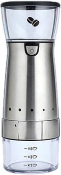 Portable Coffee Machine Electric Coffee Grinder USB Rechargeable Household Stainless Steel Manual Coffee Grinder Coffee Bean Grinderfor Outdoor Travel Picnic(White)