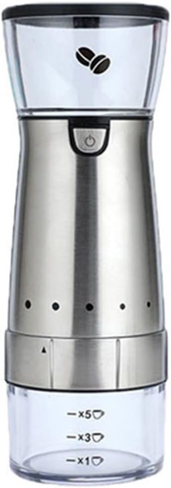 Portable Coffee Machine Electric Coffee Grinder USB Rechargeable Household Stainless Steel Manual Coffee Grinder Coffee Bean Grinderfor Outdoor Travel Picnic(White)