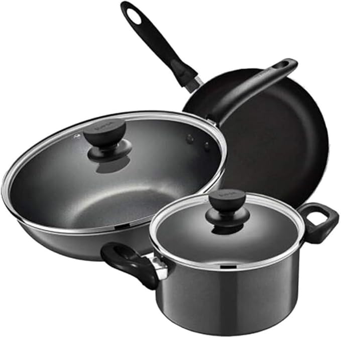 Kitchen Cooking Sets Set of 3 Pots and Pans Non-Stick Frying Pan Non-Stick Frying Pan Pot Set Flat-Bottomed Frying Pan Soup Pot Cookware Sets