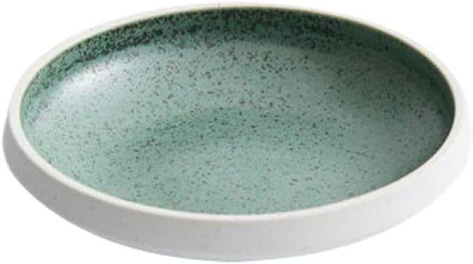 Thcbme 日式盘子菜盘家用窑变釉陶瓷新款小盘子餐厅 Ceramic Dish Set 餐碟小吃盘C/Handpainted Plates and Bowls Set Ceramic Dinnerware Sets/4.3英寸绿森浅口盘
