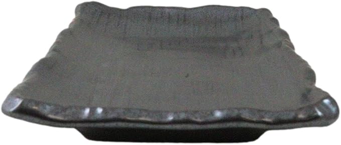 Ebros Gift Iron Black Clay Underglaze Technique Tetsu Kesho Porcelain Dinnerware Kitchen Set Asian Japanese Restaurant Supply (Pack Of 5 Rectangular Wavy Sushi Plates)