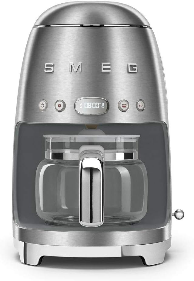 Smeg 1950's Retro Style 10 Cup Programmable Coffee Maker Machine (Stainless Steel) (Renewed)