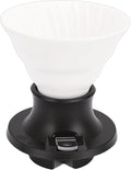 Premium Ceramic Pour Over Coffee Dripper - Heat Immersion Cone Brewer with Filter Holder for Home Office &amp Travel Use Ideal Coffee Maker for Daily Brewing (White Black)