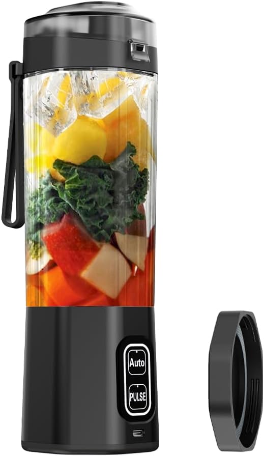 Portable Blender for Shakes and Smoothies USB Rechargeable 24oz Personal Blender with 6 Blades and Lid IPX8 Waterproof &amp Self Cleaning Mini Juicer Cup Blenders for Travel Home Office Camping
