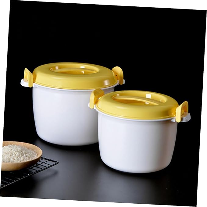 PRETYZOOM 2pcs Microwave Rice Cooker Set Portable Multi-functional Steamer for Rice Oatmeal and Soups for Home Office and Dorm Use Easy to Carry and Store
