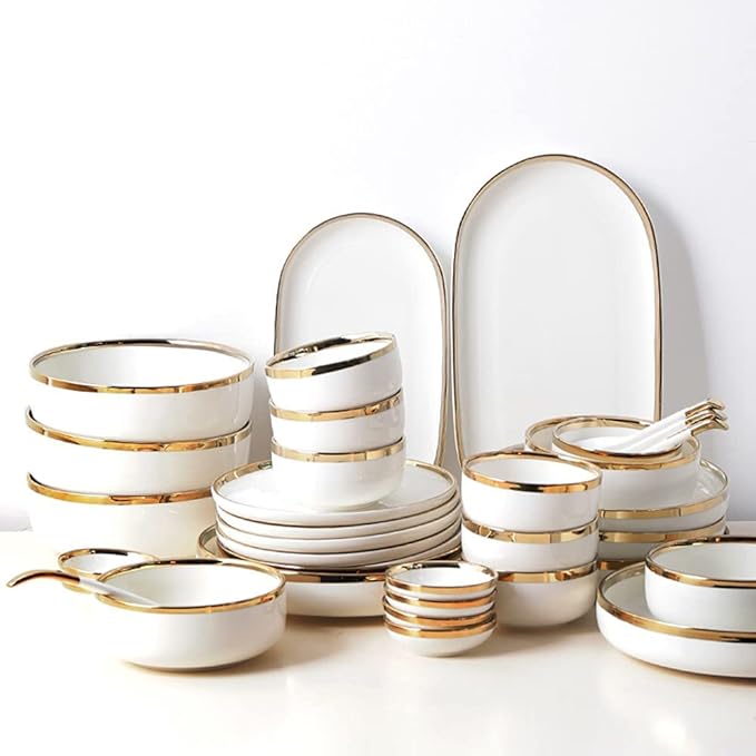 26 Pieces Porcelain Dinnerware Set for 6 People Nordic Style Creativity Plate and Bowl Sets