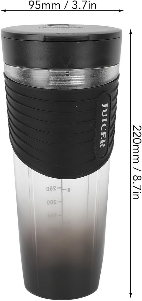 Portable Blender 460ml Capacity 20000RPM Speed USB Rechargeable Black - Waterproof Design Powerful Motor Ideal for Outdoor and Home Use (Black)
