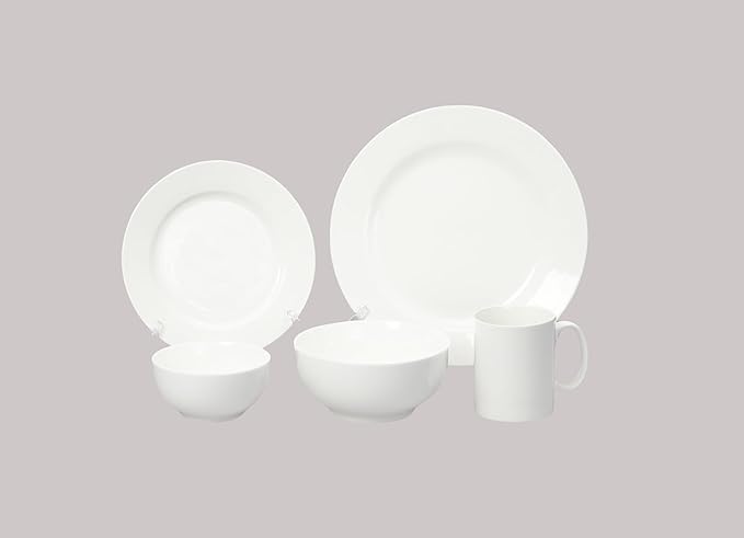 Bone China Rim Shape Elegance White 40pc Dinnerware Set