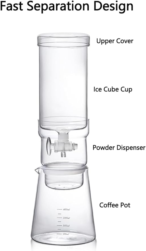Cold Brew Coffee Maker 13.5OZ High Borosilicate Glass Ice Drip Coffee Brewer Adjustable Outlet Drip Speed Constant Pressure Brewing