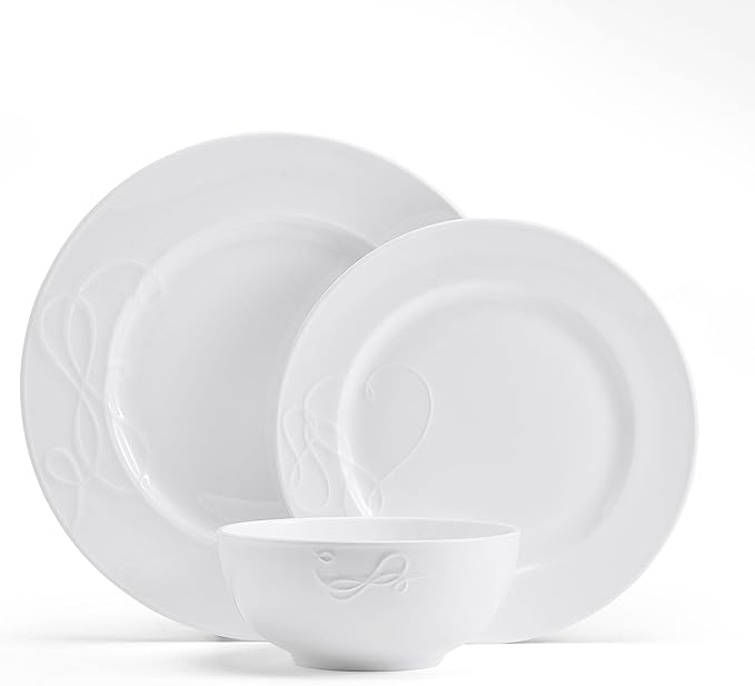 Mikasa Love Story White Chip Resistant 18 Piece Dinnerware Set Service for 6
