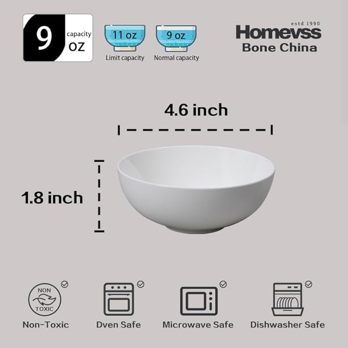 Bone China Coupe Shape Elegance White Royal Bowl 9oz Case of 6
