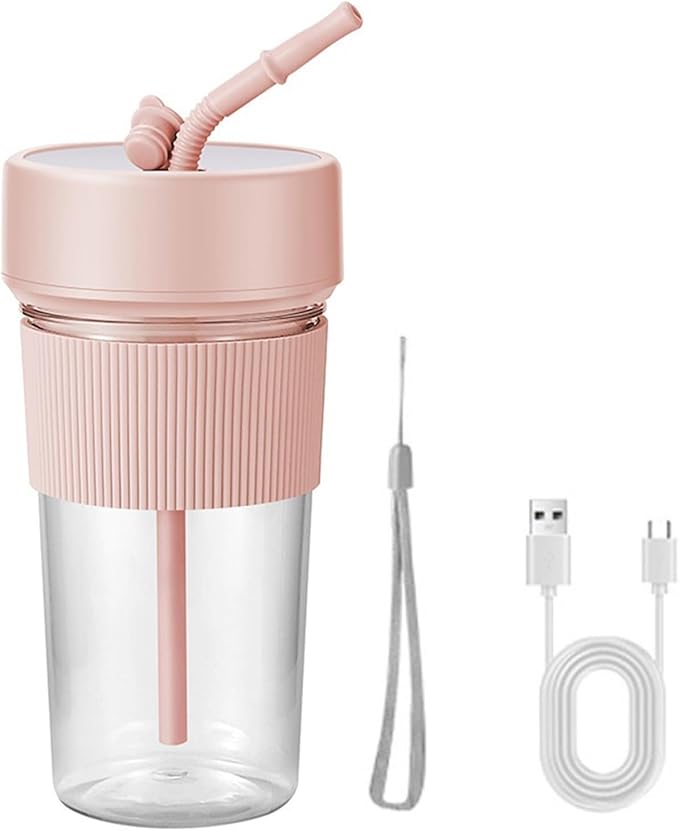 Portable Blender with Straw 350ML Rechargeable Juicer Cup with 6 Blades &amp Type-C Charging for Travel/Home (Green)